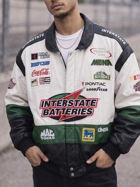 Hamilton White, Green & Black Racing Bomber Jacket
